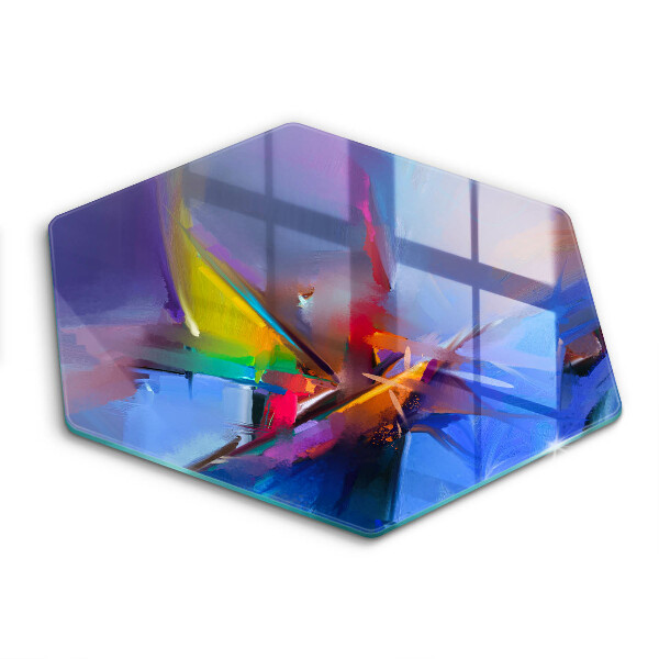 Tocător de bucătărie în formă de hexagon Abstracție pictată