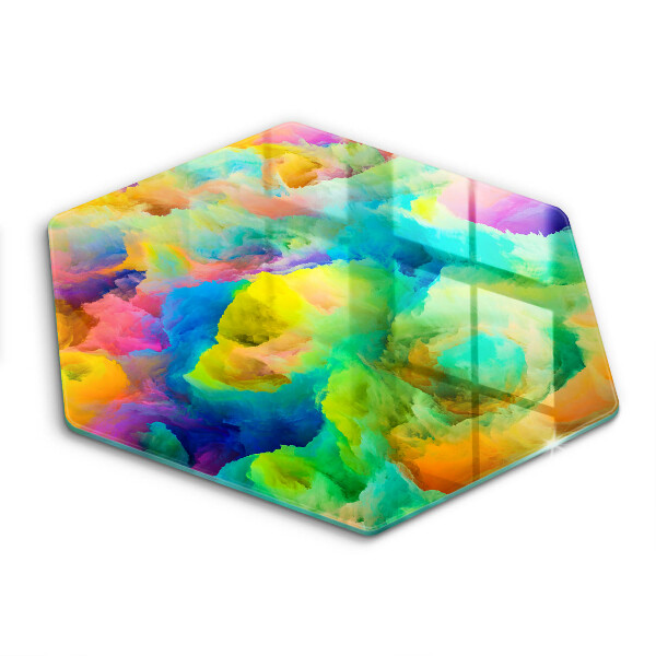 Tocător din sticlă hexagonal Abstracție colorată