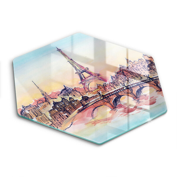 Tocător sticlă hexagonal Peisaj Paris Turnul Eiffel