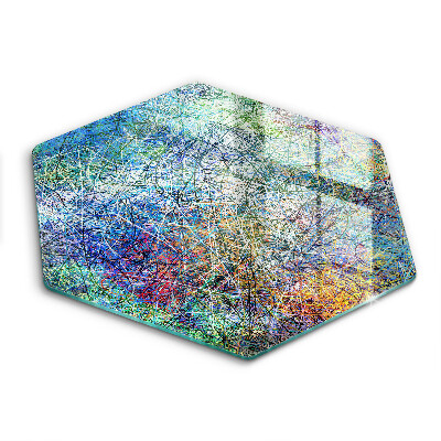 Tocător din sticlă hexagonal Abstracție de linii colorate
