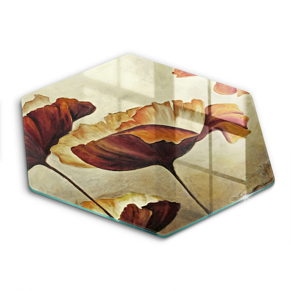 Tocător din sticlă hexagonal Flori boho pictate