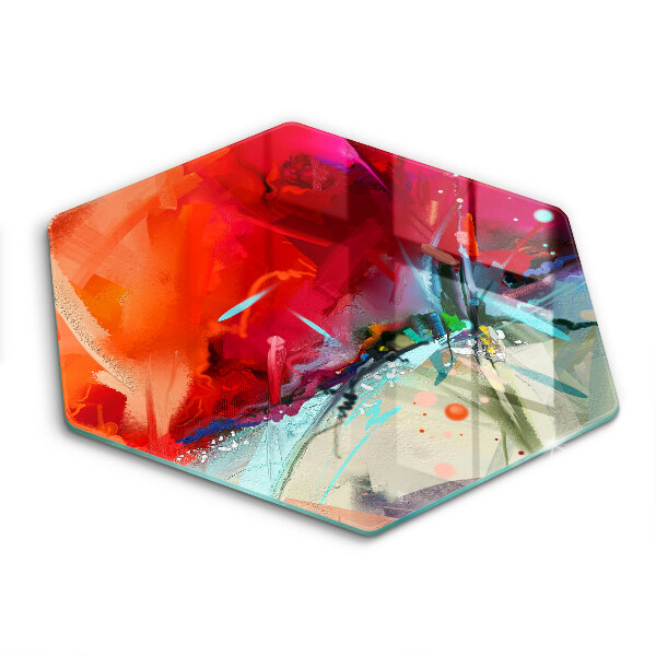 Tocător din sticlă hexagonal Abstracție pictată