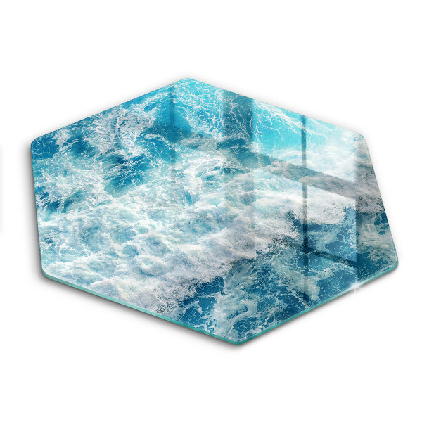 Tocător sticlă hexagonal Valurile mării de apă
