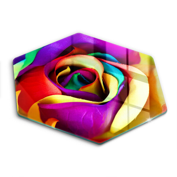 Tocător de bucătărie în formă de hexagon Petale de trandafir colorate