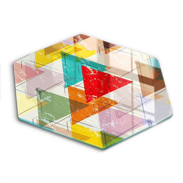 Tocător de bucătărie în formă de hexagon Triunghiuri pictate