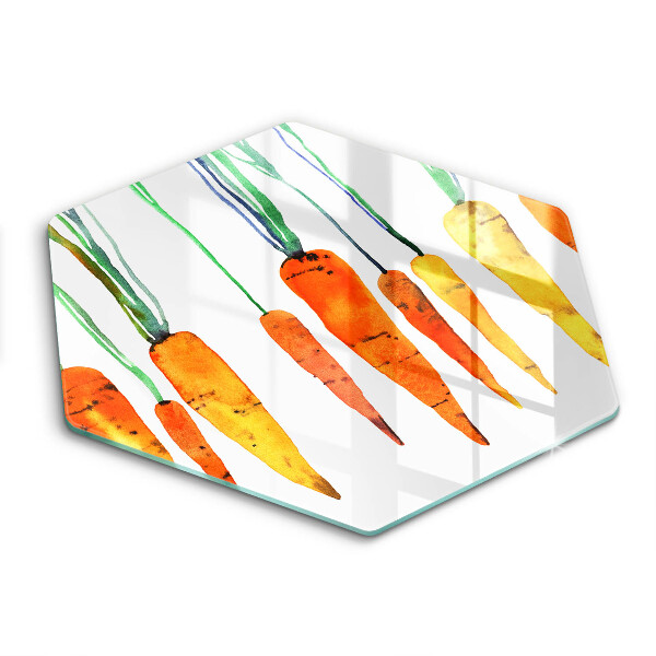 Tocător sticlă hexagonal Ilustrație cu morcov