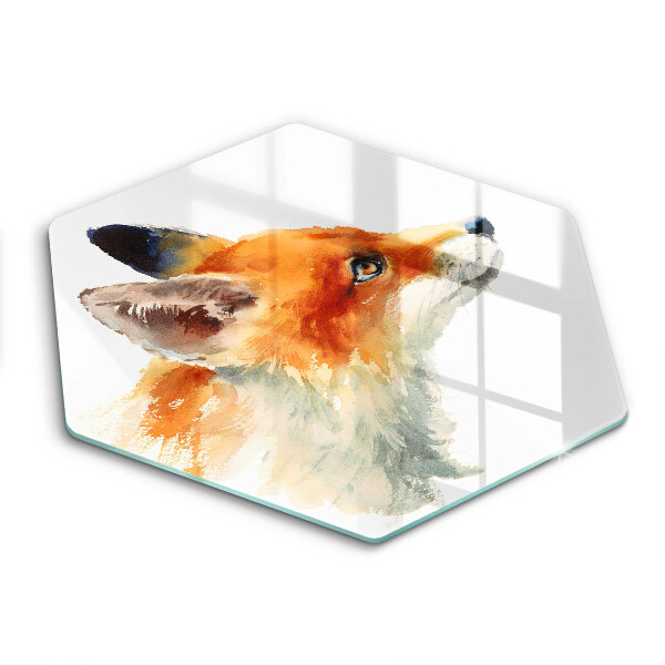 Tocător din sticlă hexagonal Vulpe pictată