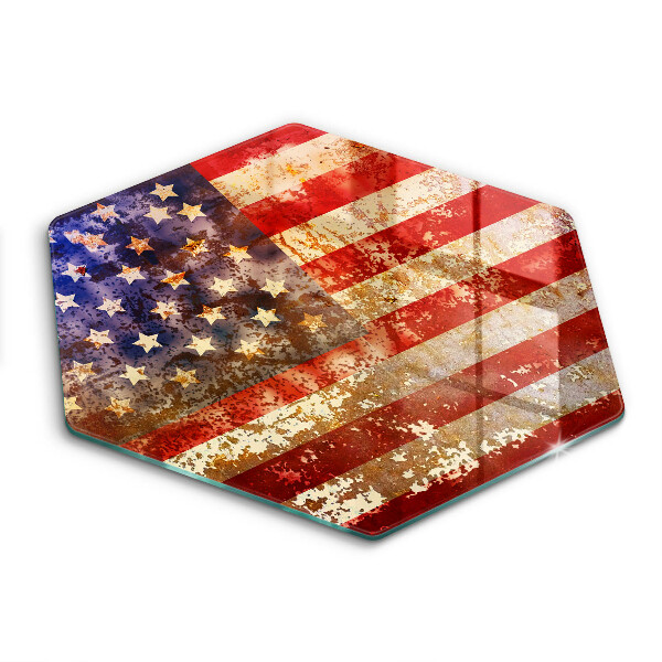 Tocător din sticlă hexagonal Steagul american al Statelor Unite