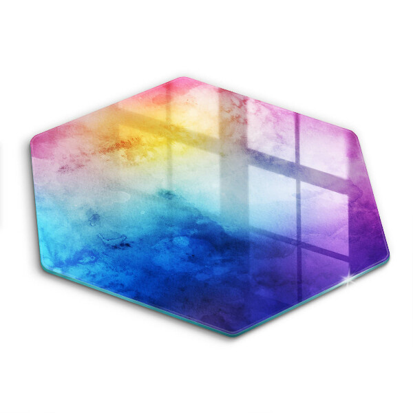 Tocător de bucătărie în formă de hexagon Pete de acuarelă curcubeu