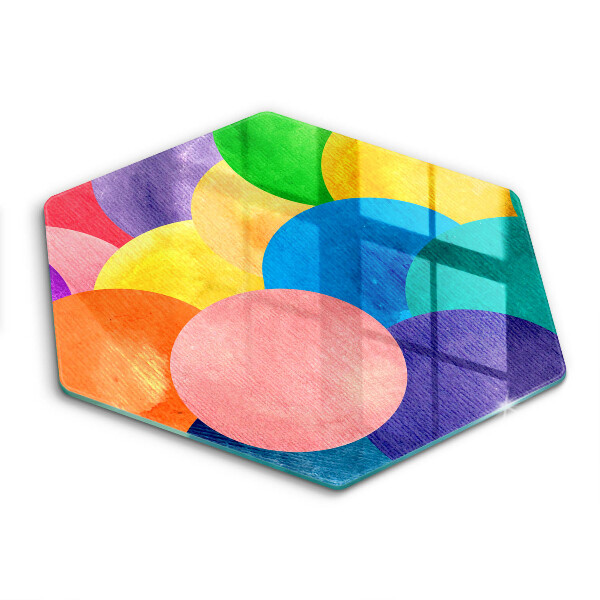 Tocător sticlă hexagonal Roți colorate