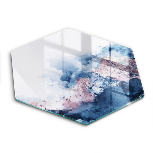 Tocător de bucătărie în formă de hexagon Munți pictați abstract