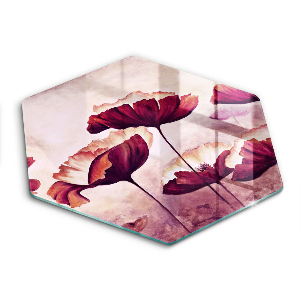 Tocător de bucătărie în formă de hexagon Pictând flori