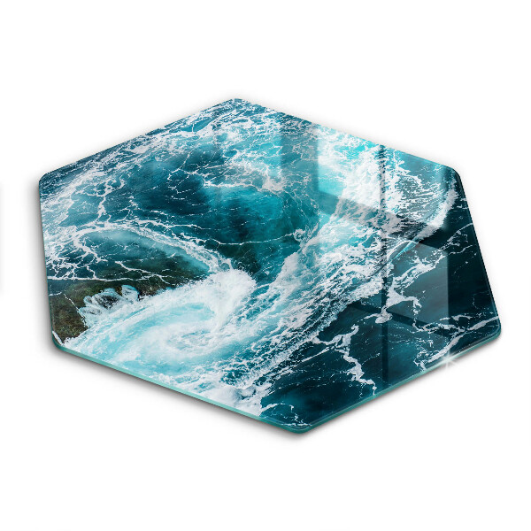 Tocător sticlă hexagonal Valuri de apă spumoase