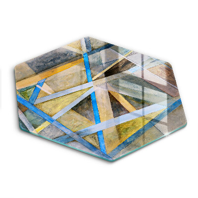 Tocător sticlă hexagonal Linii pictate abstracte