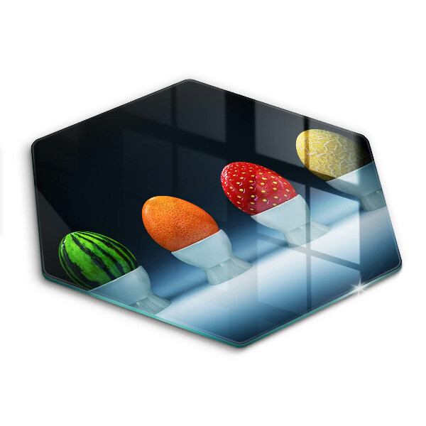 Tocător sticlă hexagonal Ouă de fructe abstracte