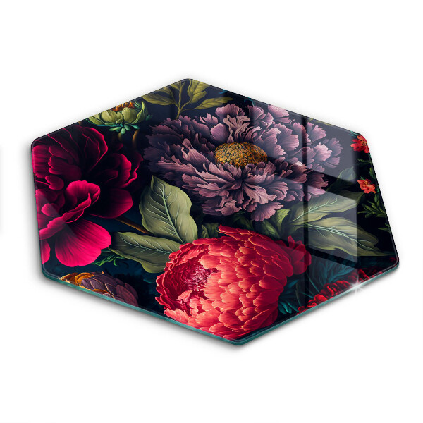 Tocător din sticlă hexagonal Flori frumoase