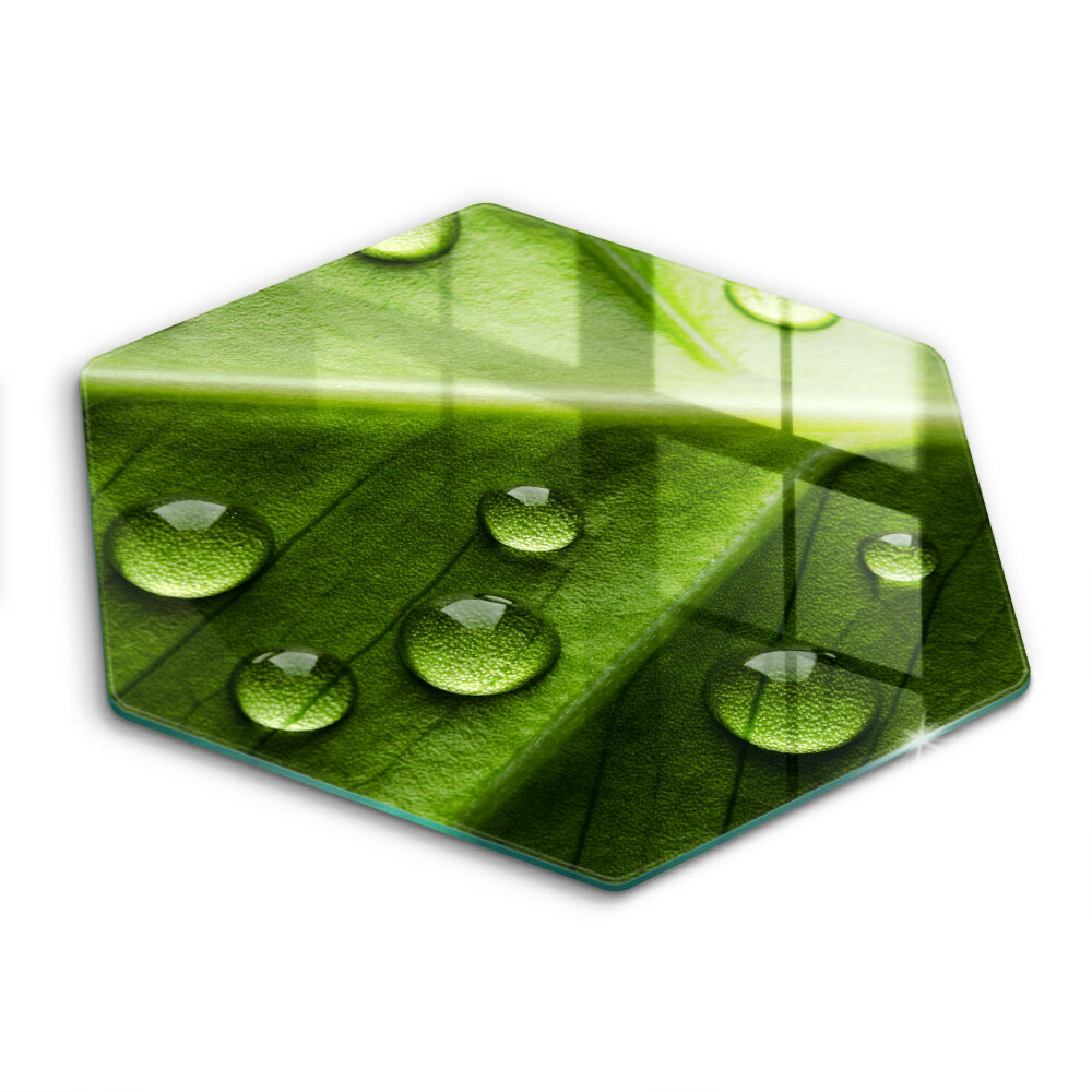 Tocător sticlă hexagonal Rouă și frunze de natură