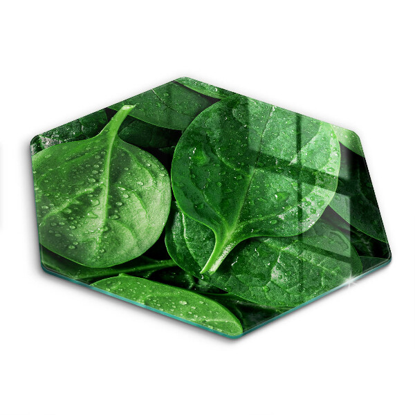 Tocător sticlă hexagonal frunze de busuioc