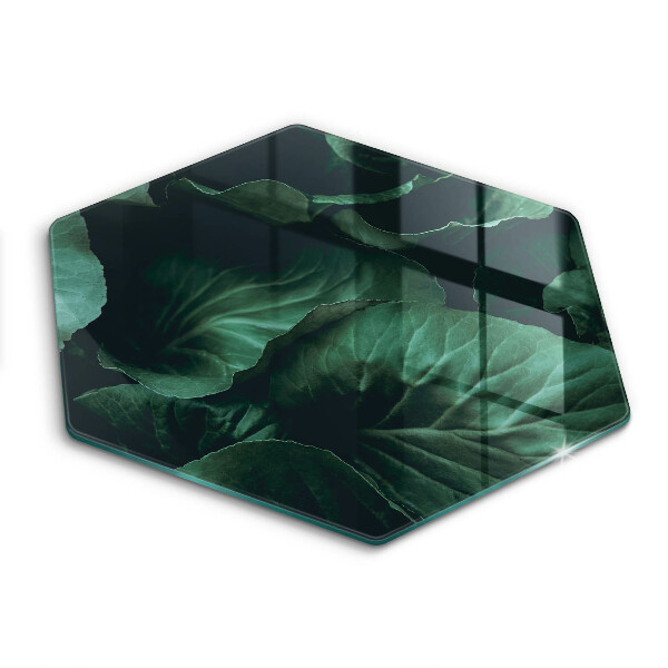 Tocător sticlă hexagonal Frunze sălbatice întunecate