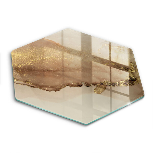 Tocător din sticlă hexagonal Aur abstract