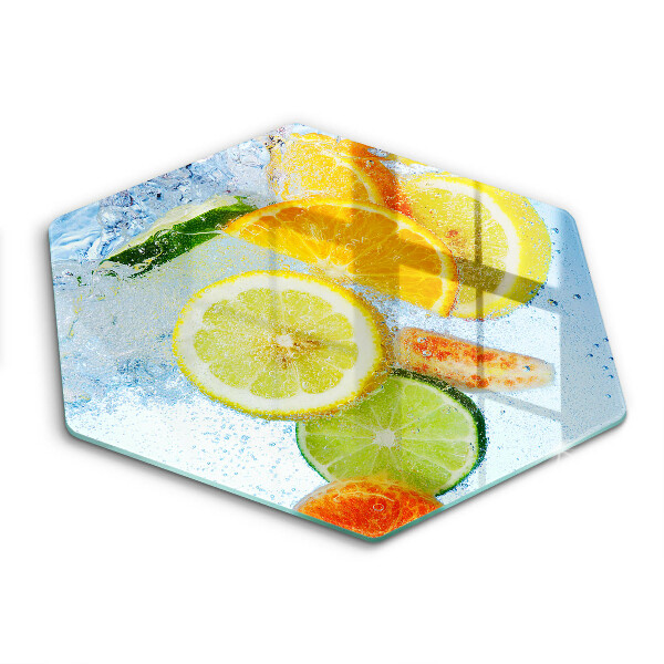 Tocător din sticlă hexagonal Apă suculentă de citrice