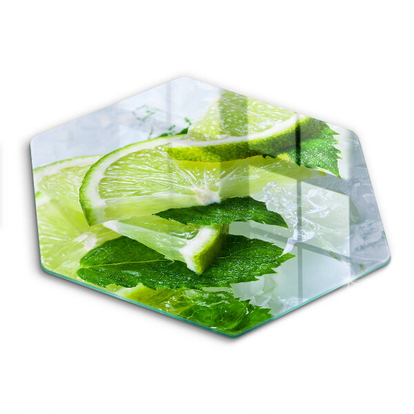 Tocător din sticlă hexagonal Mentă de lime și gheață