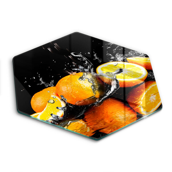 Tocător din sticlă hexagonal Fructe zemoase de portocale