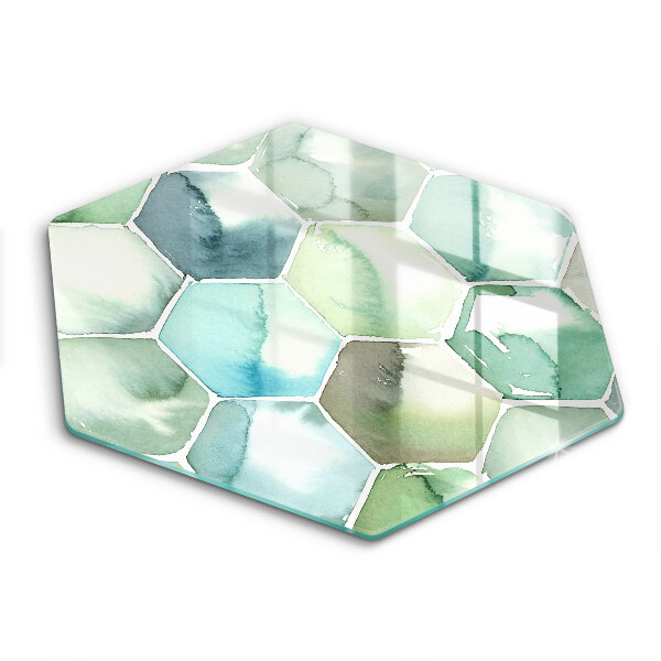 Tocător sticlă hexagonal Hexagonuri în acuarelă