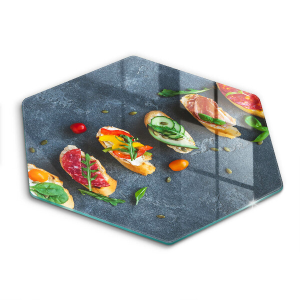 Tocător de bucătărie în formă de hexagon Sandvișuri colorate