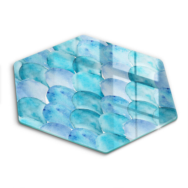 Tocător sticlă hexagonal Solzi de acuarelă