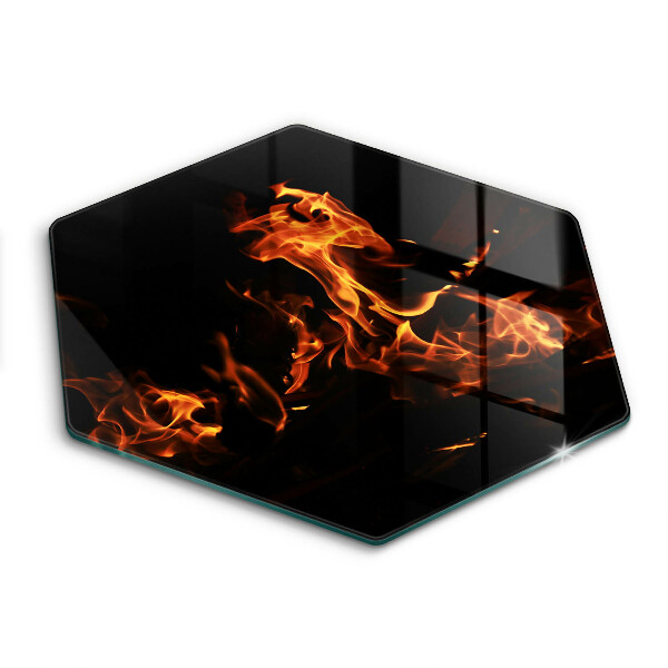 Tocător sticlă hexagonal Foc, flacără vie