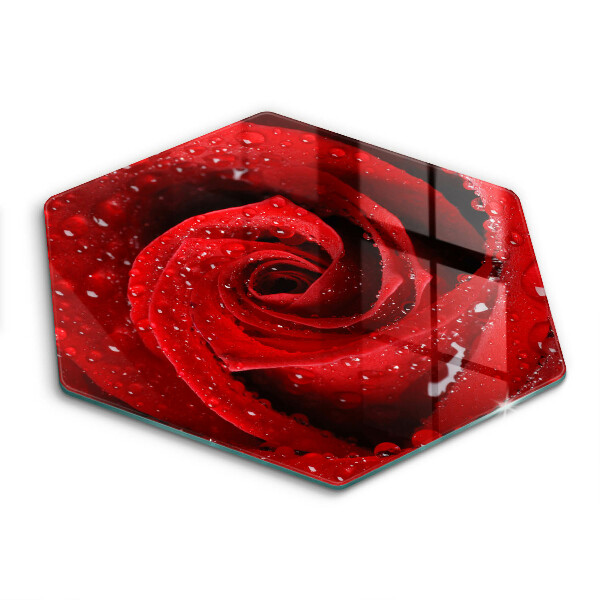Tocător sticlă hexagonal Petale de trandafir