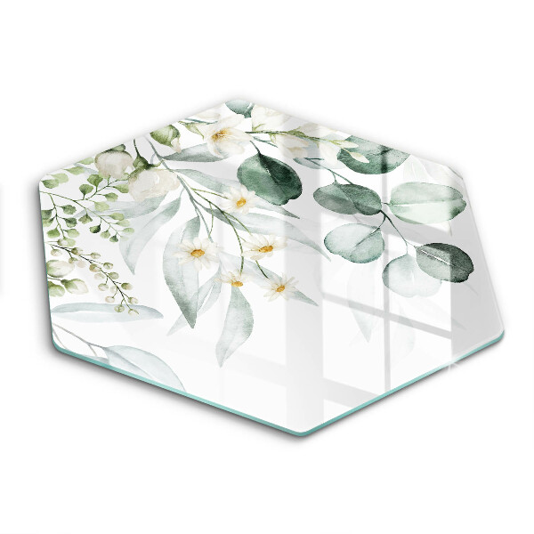 Tocător de bucătărie în formă de hexagon Plante în acuarelă