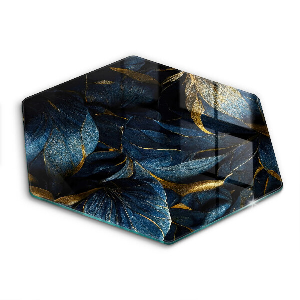 Tocător de bucătărie în formă de hexagon Frunze decorative cu aur