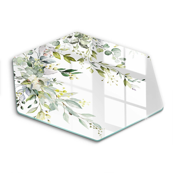 Tocător din sticlă hexagonal Frunze și flori decorative
