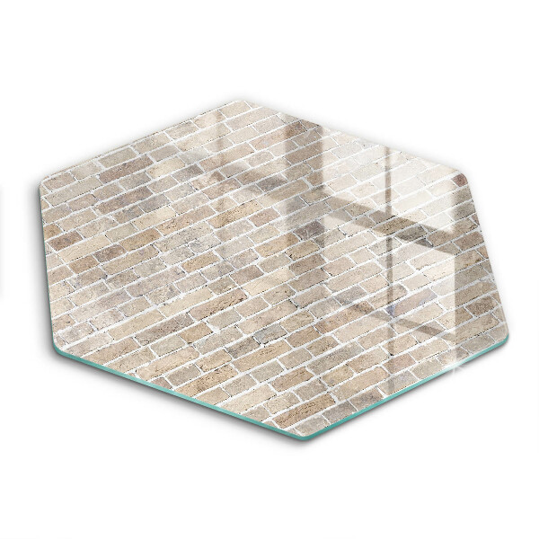 Tocător sticlă hexagonal Zid de cărămidă deschisă la culoare