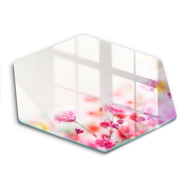 Tocător sticlă hexagonal Pajiște cu flori