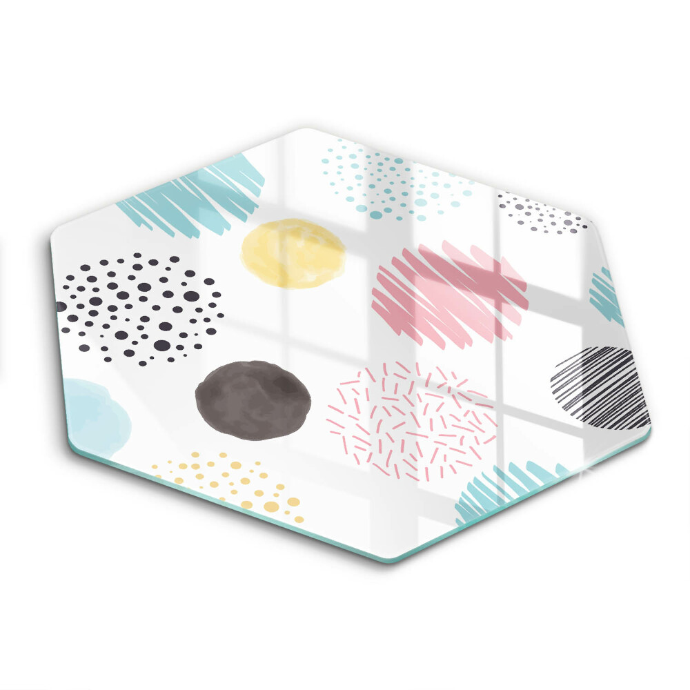 Tocător sticlă hexagonal Forme pictate