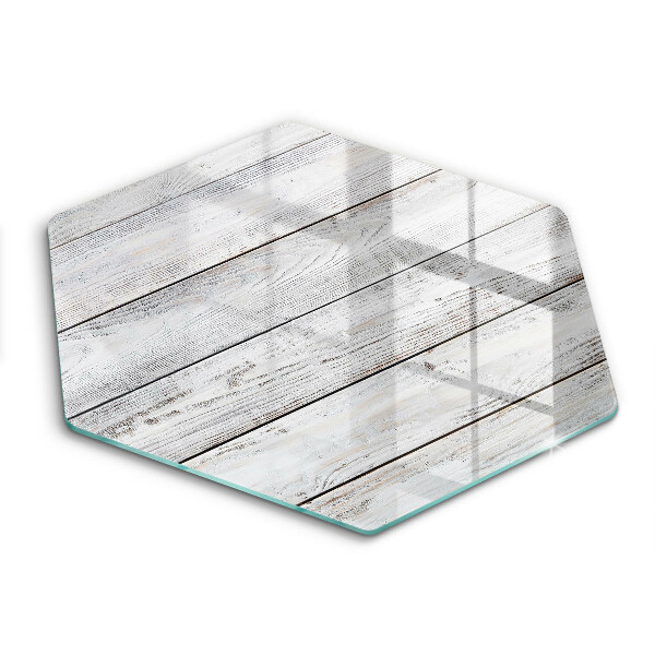 Tocător din sticlă hexagonal Scânduri de lemn deschis la culoare
