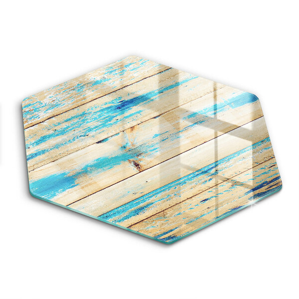 Tocător din sticlă hexagonal Scânduri de lemn retro
