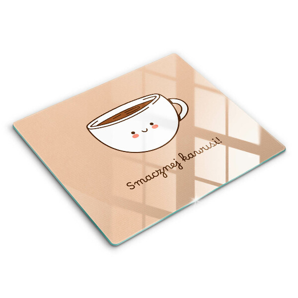 Tocător din sticlă Temă: Savurați cafeaua 60x52cm
