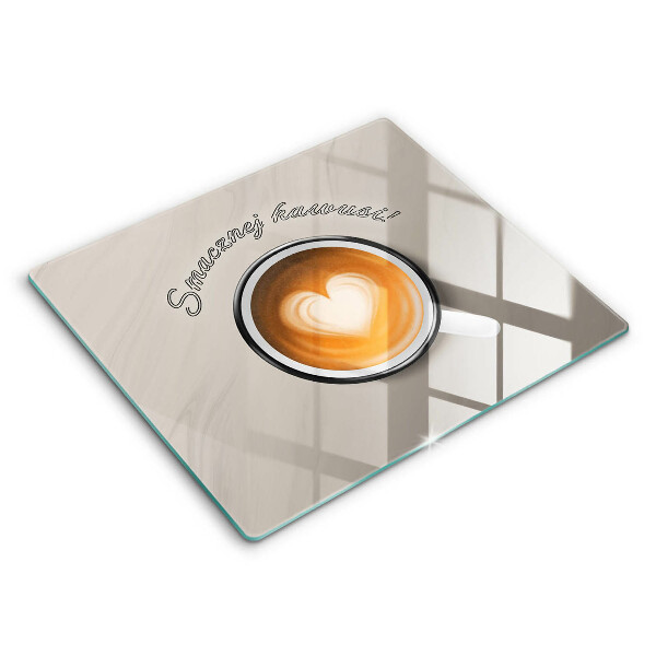 Tocător din sticlă Inscripție: Savurați cafeaua 60x52cm