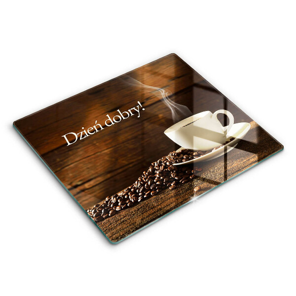 Tocător din sticlă Bună dimineața! Ceașcă de cafea 60x52cm