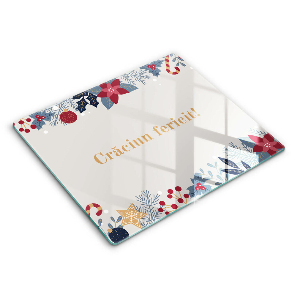 Tocător din sticlă Crăciun: Crăciun Fericit! 60x52cm