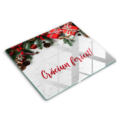 Tocător din sticlă Sărbători Fericite! 60x52cm