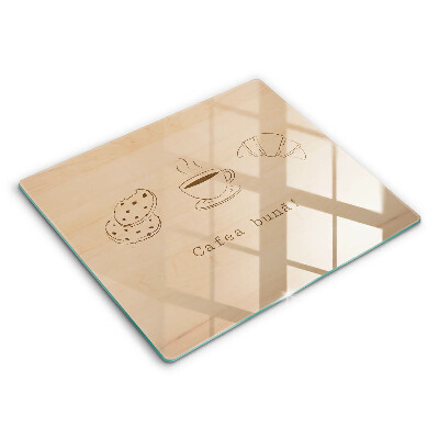 Tocător din sticlă Motiv Poftă bună la cafea! 60x52cm