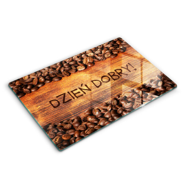 Tocător sticlă Boabe de cafea, Inscripție: Bună dimineața!