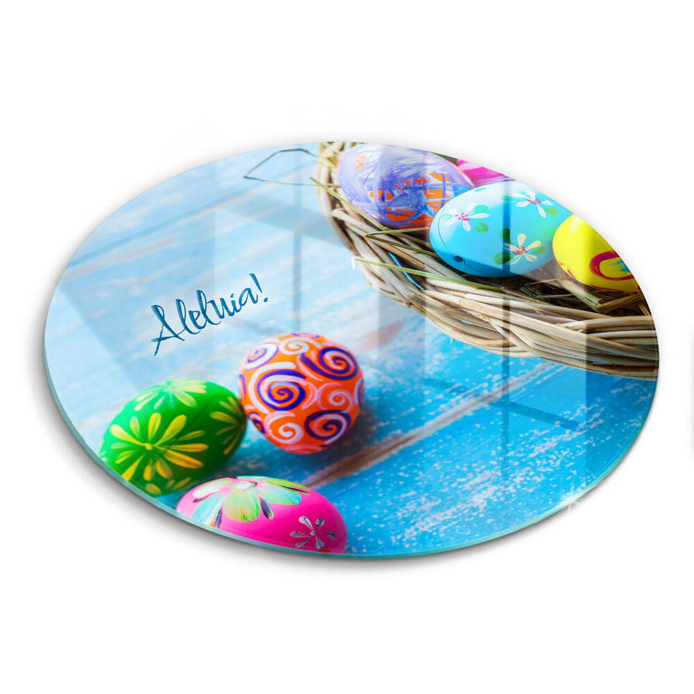Tocător rotund de sticlă Aleluia de Paște!