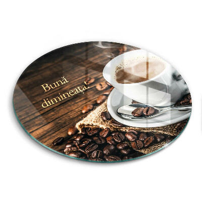 Tocător rotund de sticlă Bună dimineața!