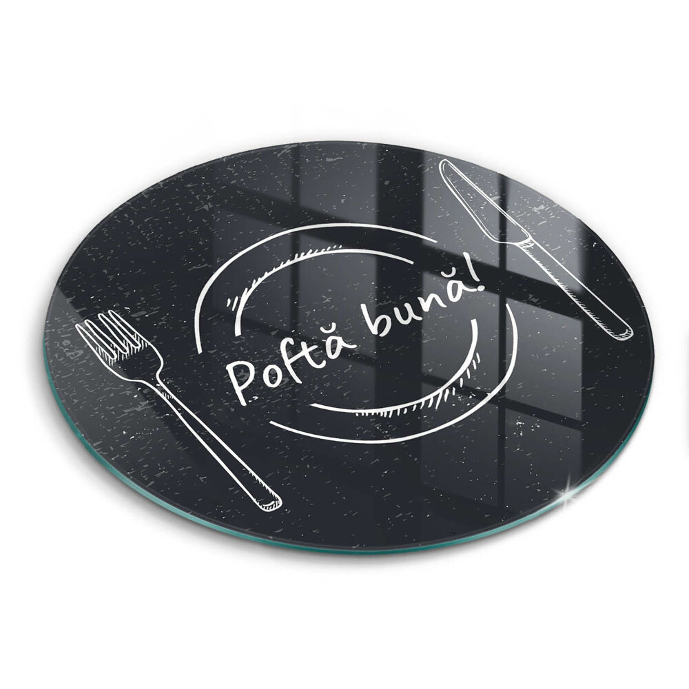 Tocător rotund de sticlă Poftă bună!